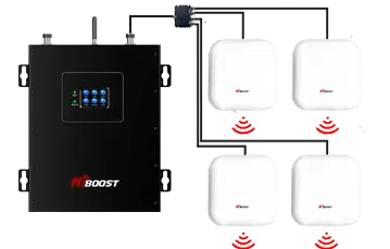 Repetidor HiBoost Hi20-6S-PLUS ligado a quatro antenas interiores